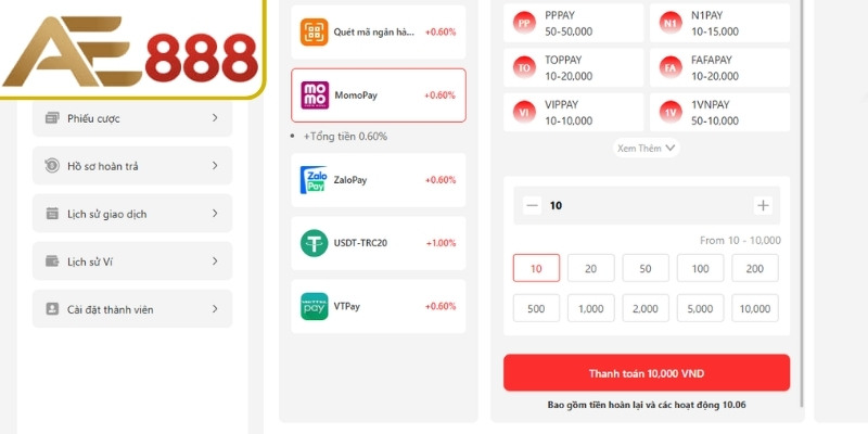 Những lưu ý quan trọng khi nạp tiền AE888 